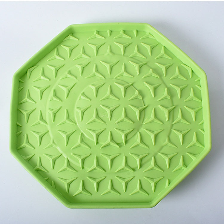 Green suction octagon lick mat