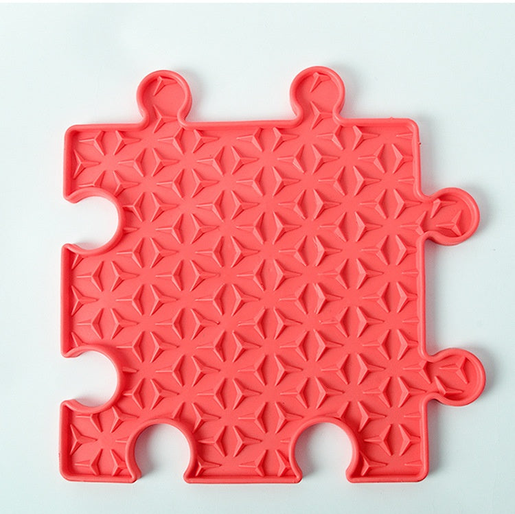 Red puzzle square lick mat