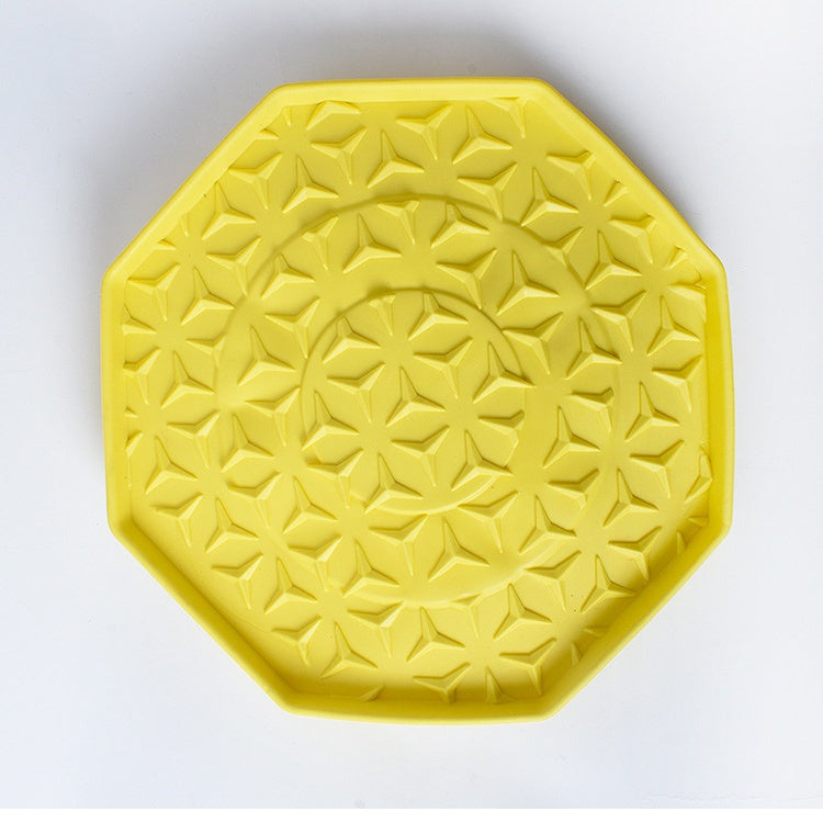 Yellow suction octagon lick mat