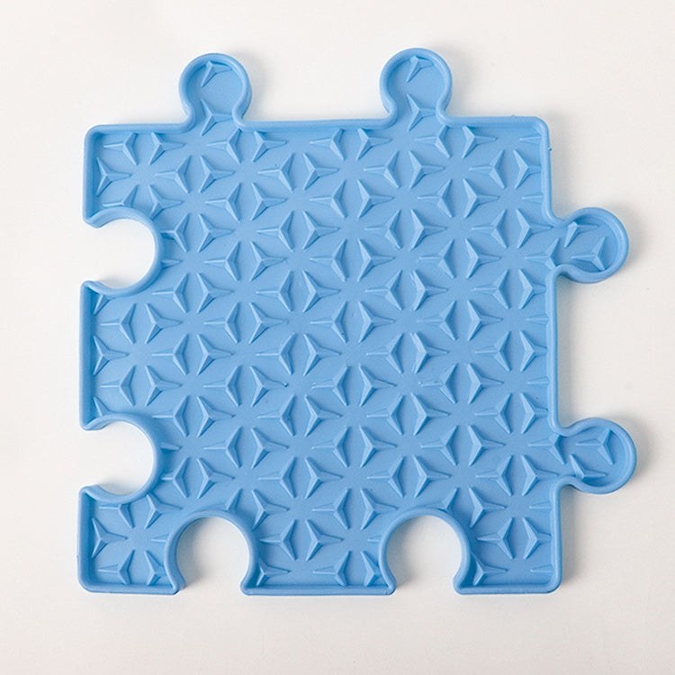 Blue puzzle square lick mat