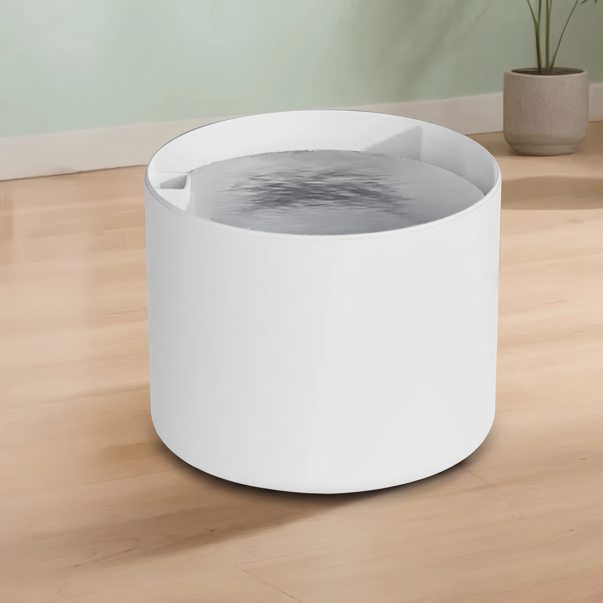 Top view of the 2L pet water fountain filled with fresh water